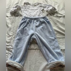 Baby Boy Velour pants & Carters Cotton Onesie Long Sleeve Tee